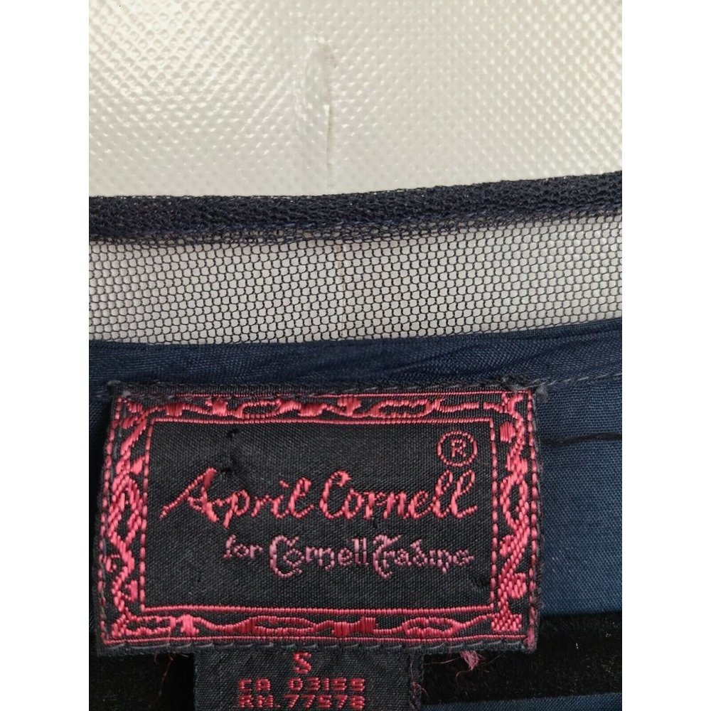 April Cornell Black Mesh Overlay Sequined Cottagecore Maxi Dress Small - Picture 6 of 10